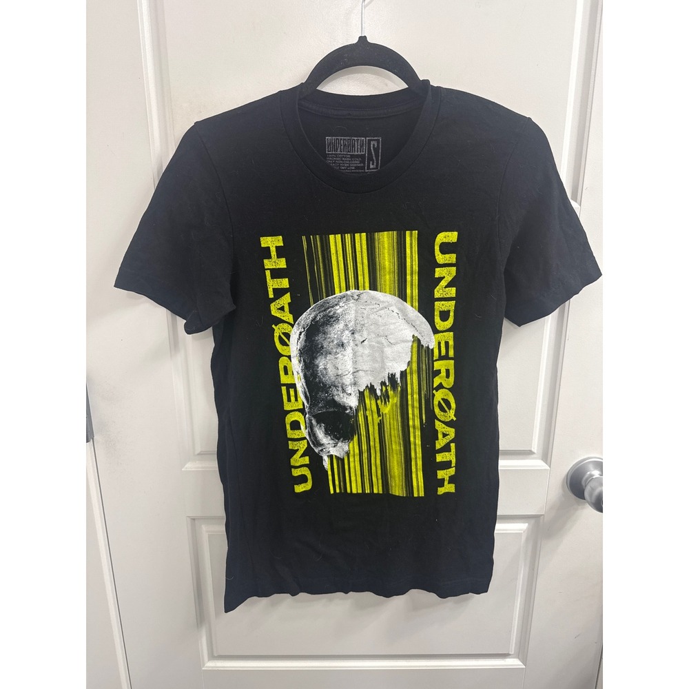 Underoath Erase Me Tour 2018 Graphic T-Shirt Black Neon Skull Band Tee Small